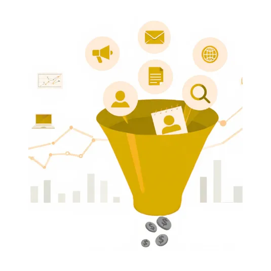 Modern website shown as a living ecosystem with content, CRM, ads, and analytics feeding each other in a loop